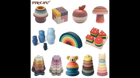 1Set Soft Building Blocks Silicone Stacking Blocks Baby Toy Round Shape Silicone Construction Toy