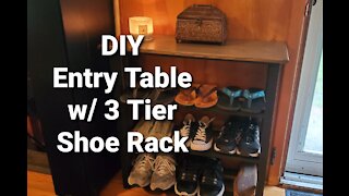 DIY Entry Table w/ 3 Tier Shoe Rack