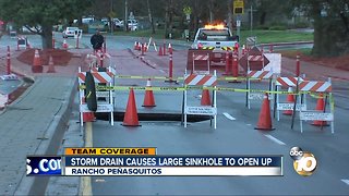 Storm drain causes large sinkhole