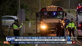Vehicle runs over 7 y/o student getting off school bus