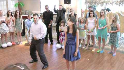 Father-Daughter Duo Perform Choreographed Dance At Bat Mitzvah