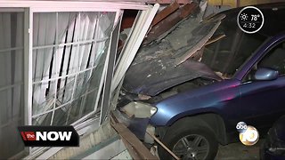Family cleans up damage from bizarre crash