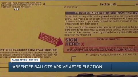 Absentee ballots arrive after the election