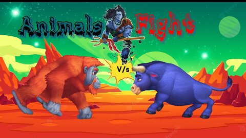 Rhino🦏 v/s Buffalo,skeleton🐂 , red gorilla v/s piggy, 🐅🦏🐘🐖🦍🐮Lion,elephant, dinosaur,animal fight