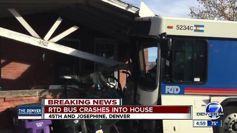 3 injured as RTD bus crashes into Denver home