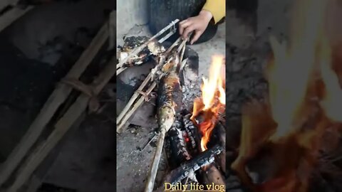 Charcoal grilled fish on a cold windy day