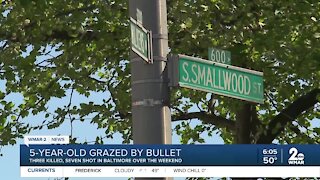 5-year-old grazed by bullet; violent weekend