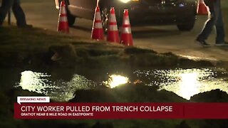 Eastpointe worker critically injured after trench collapse from water main break