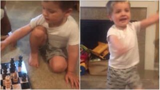 This kid does an adorable dance after cheating at chess