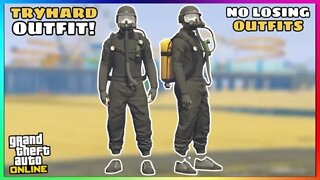 Easy Black Joggers FireFighter Air Tank Glitched Tryhard Outfit (No Transfer) (GTA Online)