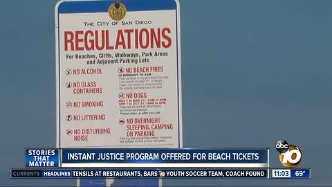 Instant Justice program offered for beach tickets