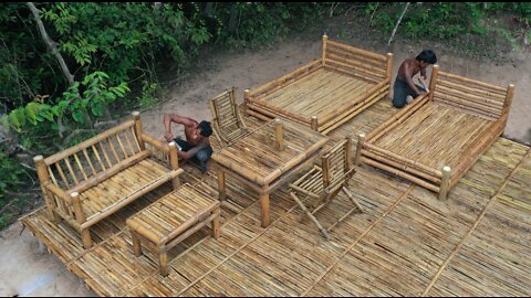 Building Private Living Room ( Bed , Dining-Table, sofa ) In Forest House