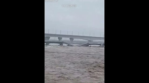 Cars Washed Down After Bridge Collapses