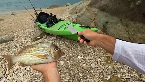 Solo Hootchie camping on mini island Kayaking Beach Shark fishing + 22