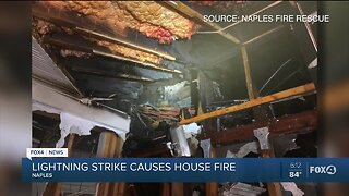 Lightning strike causes house fire