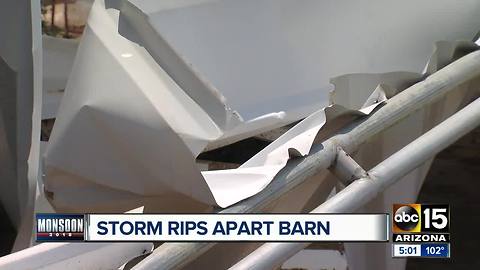 Family recovering after Sunday's storm destroyed their barn