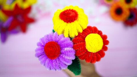 How to Make Realistic Flower With Pipe Cleaners || DIY Handmade Crafts Idea For Home Decoration