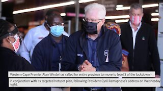 South Africa - Cape Town - Premier Alan Winde calls for Westen Cape to move to level 3 of lockdown (video) (z34)
