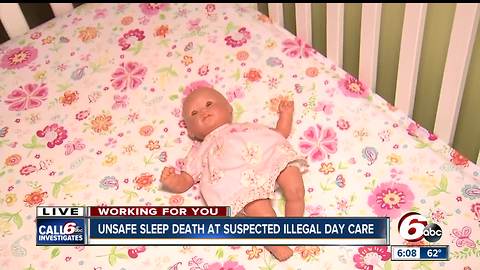 Unslafe sleep death suspected at illegal Indiana day care