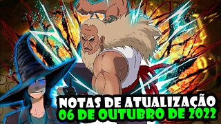 NOTAS DE ATUALIZAÇÃO 06 DE OUTUBRO DE 2022 #narutoonline #atualizações #tomoyosanbruxao #fypシ