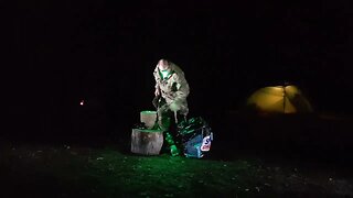 Using the Hultafors trekking axe to process firewood at night 11th Sept 2022 part 6