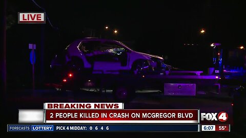 Two men die in single car crash on McGregor Boulevard in Fort Myers early Wednesday
