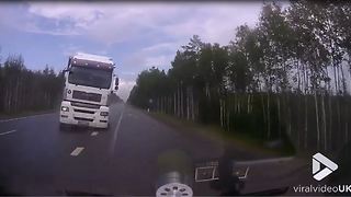 Near death collision with truck