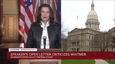 Speaker's open letter criticizes Governor Whitmer