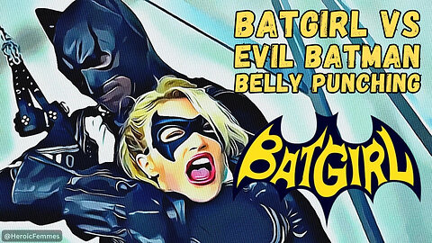 Batgirl vs Evil Batman Belly Punching Black Latex HD