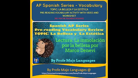 AP Spanish Series: Video Nr.1- Belleza y Estética: Pre-reading vocabulary activity