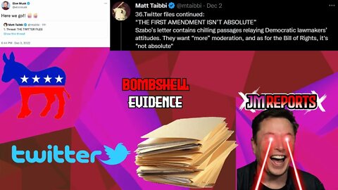 The twitter files RELEASED Elon Musk drops bombshells democrats anti free speech Matt Tabbi on fire