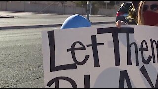 Student athletes protesting outside Clark County School District, schools