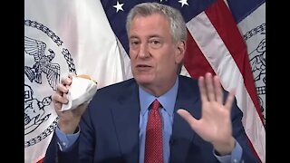 Commie Deblasio Brain Washing NYr'S By Comparing Juicy Burgers To Vaccines.