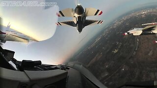 POV US Air Force Flyover of Mercedes Benz Arena Super Bowl LIII in Atlanta, Georgia, USA