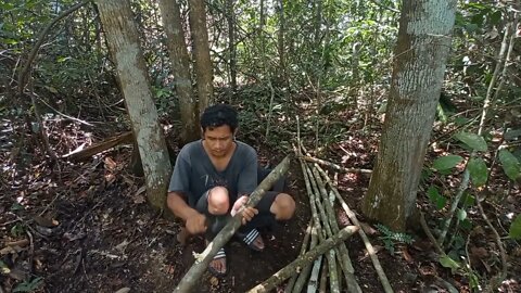 solo survival __ membangun shelter, masak, makan,eksplor, dan tidur nyenyak di hutan _4