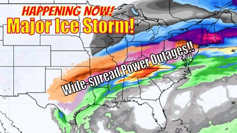 Crippling Ice Storm Bringing Widespread Power Outages & Dangerous Roads - The WeatherMan Plus