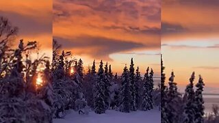 Beautiful snowy view of the inlet in Anchorage Alaska