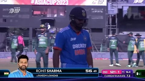 Shadab Khan breaks through Rohit Sharma out Faheem Ashraf takes a good running catch #AsiaCup2023