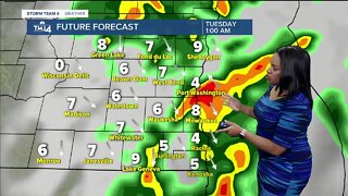 Thunderstorms possible overnight, mostly cloudy Tuesday morning