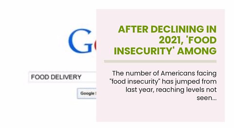 After declining in 2021, 'food insecurity' among Americans up to highest levels since early pan...