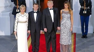 Gorgeous Melania Trump wows at Trump state dinner with Macron.