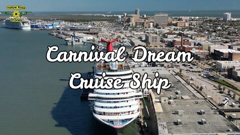 Aerial Drone View of the Carnival Dream Cruise Ship Docked in Galveston Texas