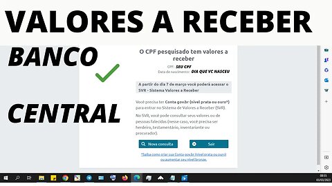 VALORES A RECEBER BANCO CENTRAL I Saiba se vc Tem Dinheiro a Receber