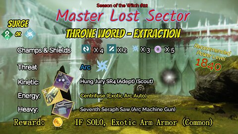 Destiny 2 Master Lost Sector: Throne World - Extraction on my Solar Warlock 11-8-23