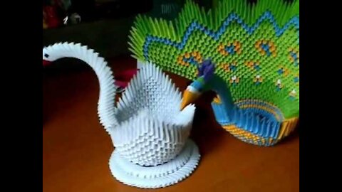 Origami Peacock and Swan Hand Craft