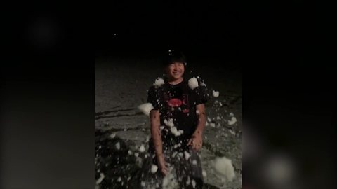 "Teen Boy Throws Snowball on His Head in Slow Motion"
