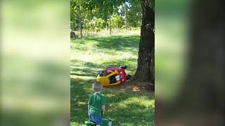 Tot Boy Fails At Driving A Toy Car