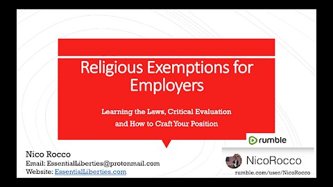 Religious Exemptions for Employers (see description for WORKSHOP details)