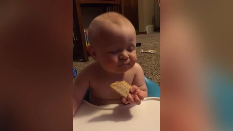 Cute Baby Is Eating While Dozing Off