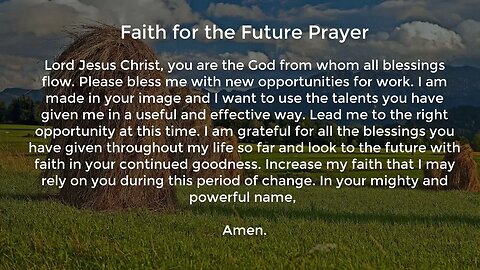 Faith for the Future Prayer (Prayer for Job Seekers)